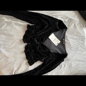 Zara suede long sleeve crop top